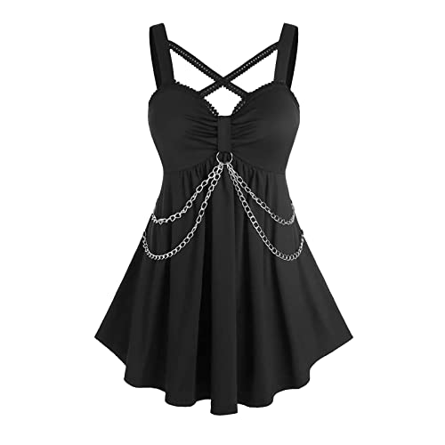 Kuluzego Ladies Sleeveless Strapless Spaghetti Strap Off Shoulder Dress Dress for Women Victorian Goth Dress 2023 3N - A-a77 Black - Large