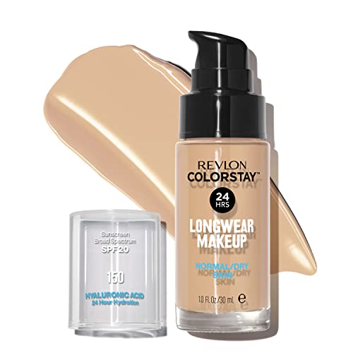 Revlon Liquid Foundation, ColorStay Face Makeup for Normal and Dry Skin, Longwear Full Coverage with Matte Finish, Oil Free, 150 Buff, 1.0 Oz/ 30ml