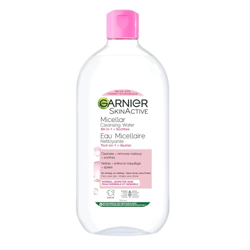 Garnier Micellar Water, Gentle and Hydrating Facial Cleanser & Makeup Remover, Suitable for Sensitive Skin, Vegan, Cruelty Free, Fragrance Free, 700ml - Micellar Water for Sensitive Skin (700 mL)