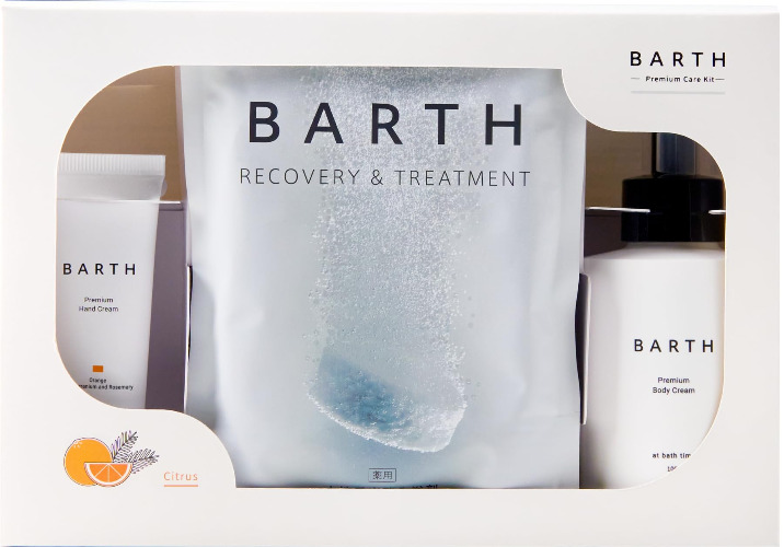 BARTH Premium Care Kit -citrus (9 Bath Salts, Mini Body Cream, Mini Hand Cream, Citrus), Gift, Trial, Moisturizing, Additive-Free