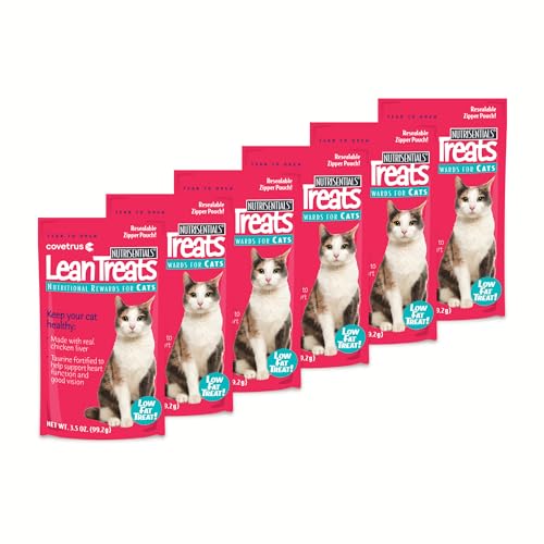 Covetrus Nutrisential Lean Treats for Cats - Soft Cat Treats for Small, Medium, Large Cats - Nutritional Low Fat Bite Size Feline Treats - Chicken Flavor - 6 Pack - 3.5oz - Chicken - 3.5 Ounce (Pack of 6)