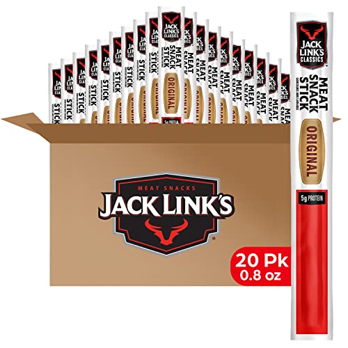 Jack Link's Beef Sticks, Classic Original Meat Snack – Protein Snack, Meat Stick with 5g of Protein – 0.8 oz. (Pack of 20) - Classic Original