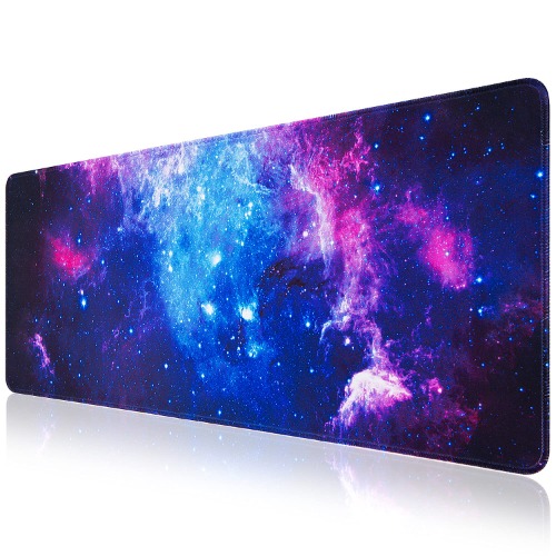 Gaming Mouse Pad, Abetcabe Extended Mouse Pad XXL 800 x 300 x 1.8 mm,Computer Keyboard Mouse Mat Desk Pad with Non-Slip Rubber Base and Stitched Edge for Home Office Gaming Work (Blue-Galaxy, XL)