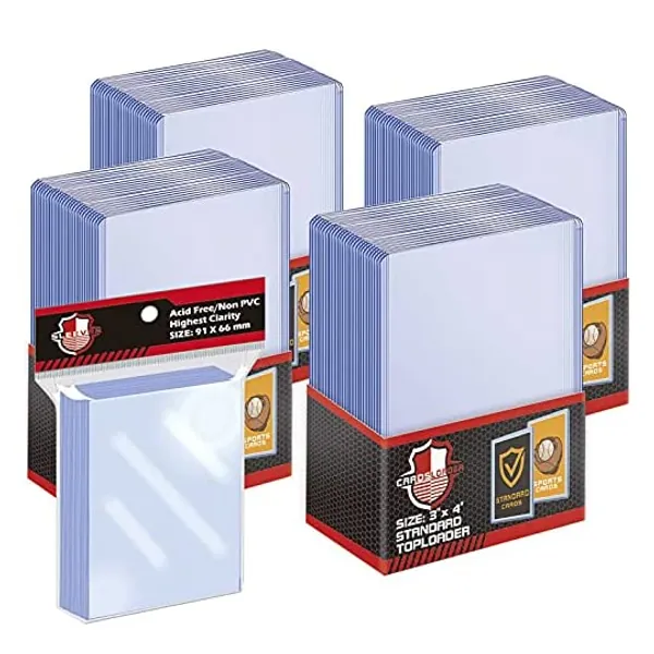 
                            100 ct Toploaders Trading Card Sleeves Holder, Hard Plastic Top Loaders Penny Sleeves Card Protectors Fit for Baseball Cards, MTG, Yugioh Card (Include 100 Thick Sleeves & 200 Soft Sleeves)
                        