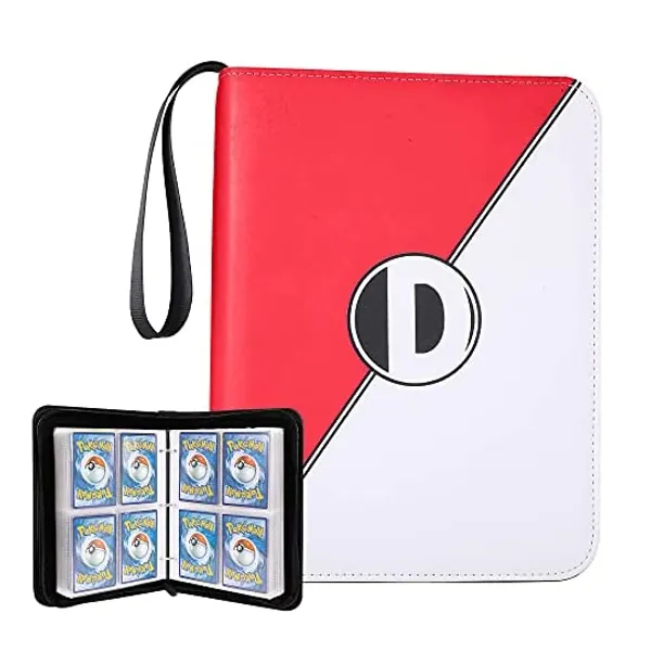 
                            Binder for Pokemon Cards with Sleeves, Card Binder Holder Book Compatible with Pokémon Trading Cards, Holds Up to 400 Cards, 50 Pcs 4-Pocket Pages, Card Collector Album with Zipper Carrying Case
                        