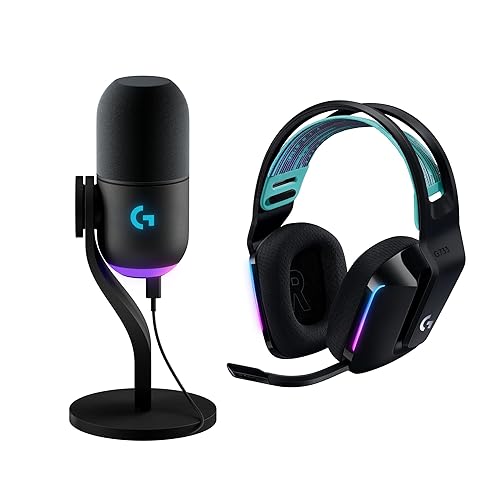 Logitech G733 Lightspeed Wireless Gaming Headset +Yeti GX Dynamic RGB Gaming Microphone with LIGHTSYNC, USB - Black - Black - Headset + Gaming Mic