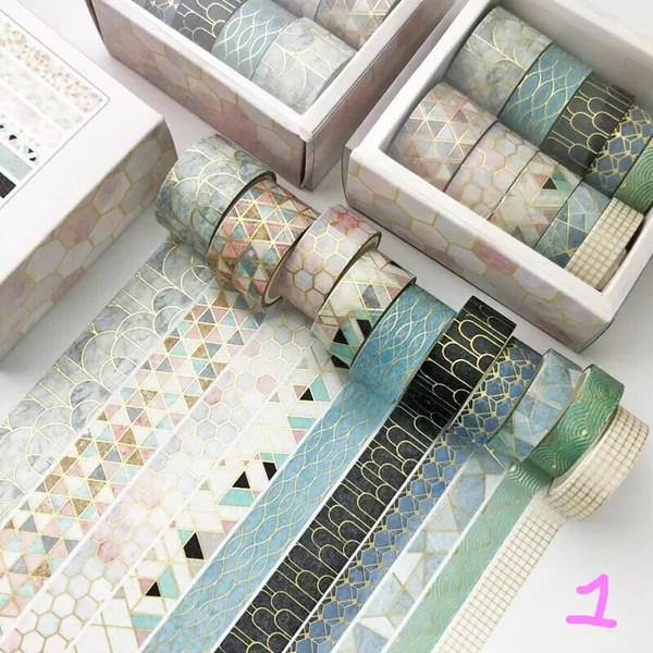 Compact Gold Foil Washi Tapes - Set of 10