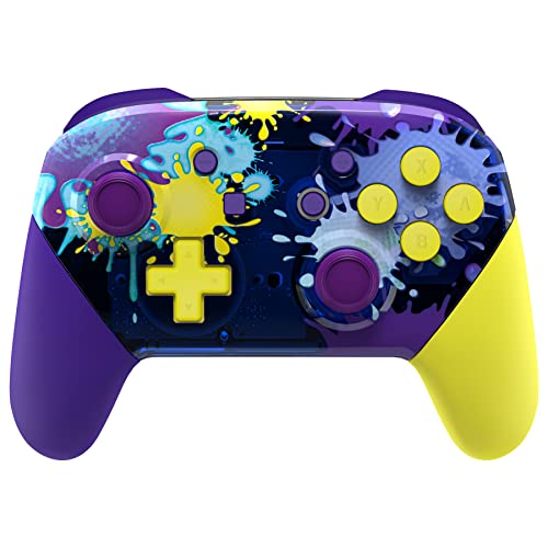 eXtremeRate Splattering Paint Faceplate Backplate Handles for Nintendo Switch Pro Controller, Soft Touch Grip Replacement Housing Shell Cover Buttons for Nintendo Switch Pro - Controller NOT Included - Splattering Paint