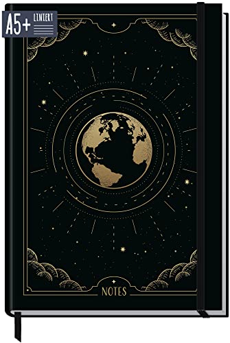 Notizbuch A5+ liniert mit Gummiband [New Adventures] von Trendstuff by Häfft | 156 Seiten 78 Blatt | als Bullet Journal, Tagebuch, Notizheft | nachhaltig & klimaneutral