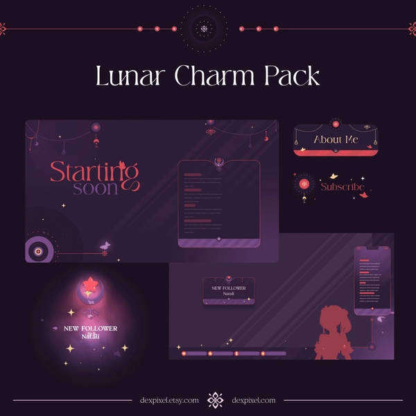 Lunar Charm Red Purple Vtuber Pack