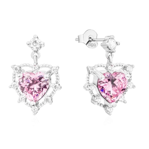 Annabella Heart Earrings/18K White Gold & Cubic Zirconia