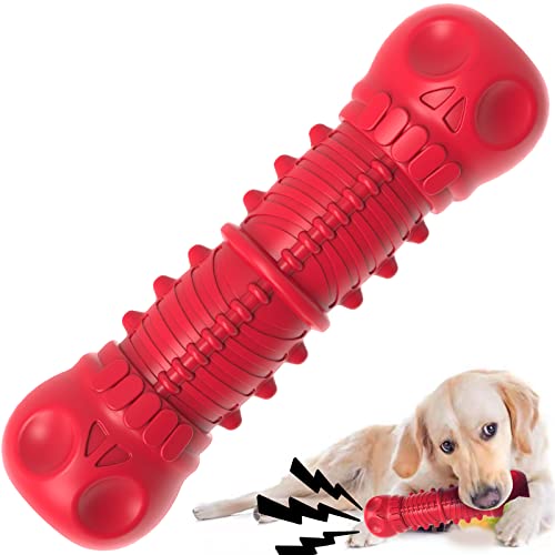ZIKATON Dog Squeaky Toys for Aggressive Chewers,Indestructible Dog Chew Toys for Large Medium Breed Dog, Durable Dog Toys, Tough Dogs Toys with Natural Rubber (Red, for Larege Dogs) - A Red - For Larege Dogs