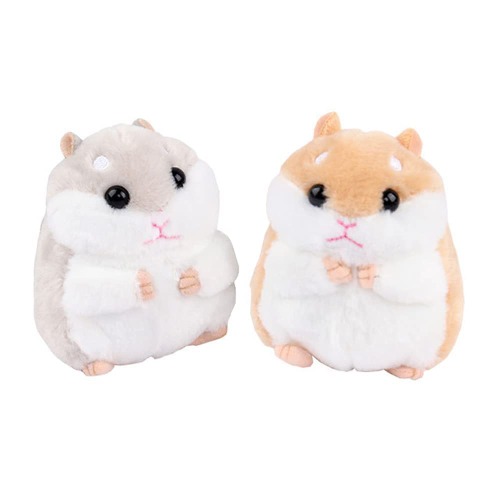 ZAYOIZY 2 Pack Plush Hamster Keychain Backpack Charms Stuffed Animals Keyring Pendants Handbag/Backpack Hamsters Accessory - Brown, Grey