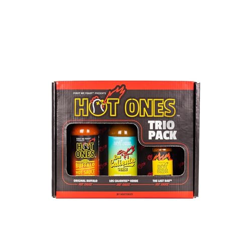 Hot Ones Mini Dab Challenge, Hot Sauce Trio With The Classic Garlic Fresno, Los Calientes Verde & Sample Size Of The Last Dab, Made With All Natural Ingredients (3-Pack)