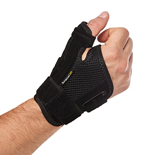 BraceUP Muñequera Pulgar, Ferula Pulgar para Hombres y Mujeres, Mano Derecha e Izquierda - Férula Dedo Pulgar para Artritis, Tendinitis, Alivio del Dolor del Túnel Carpiano (Negro) - Negro