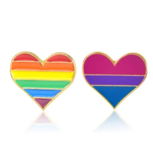 2 Pieces Rainbow Brooch Pins LGBT Heart Pride Pin Set for Cloth Bag Decoration