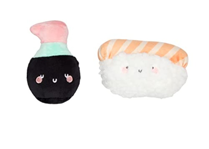 Pearhead Sushi & Soy Sauce Cat Toys, Set of 2, Plush Interactive Chew Toys, Pet Owner Must Have Catnip Toys, Set of 2 Plush Toys, Sushi and Soy Sauce Catnip Toys - Multicolored