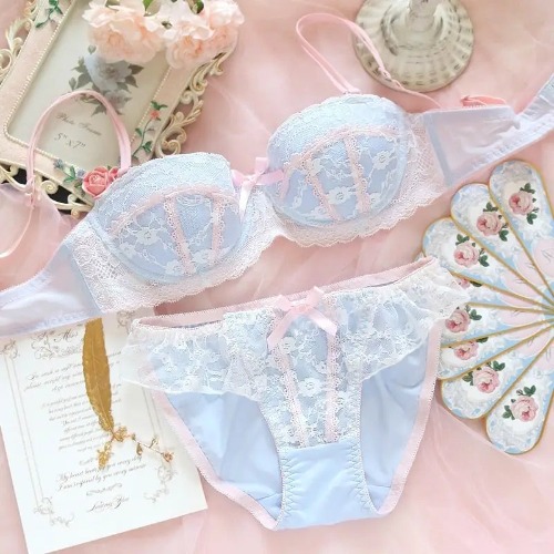 Charming Pink or Blue Neko Maid Lingerie Set for Little Ones - Blue / 75E