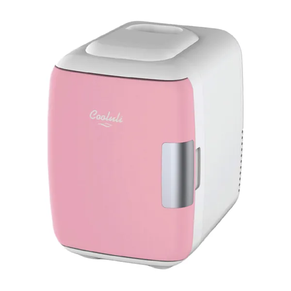 Cooluli Skincare Mini Fridge for Bedroom - Car, Office Desk & Dorm Room - Portable 4L/6 Can Electric Plug In Cooler & Warmer for Food, Drinks, Beauty & Makeup - 12v AC/DC & Exclusive USB Option, Pink - Pink