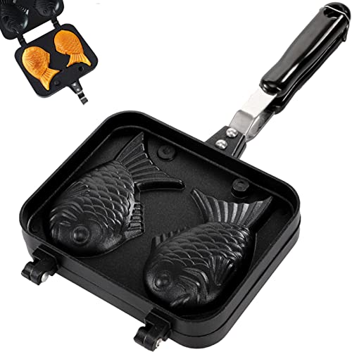 Taiyaki Fish-shaped Cake Pan, Non-stick Waffle Cake Maker with Long Handle, Pancake Baking Double Pan Mold