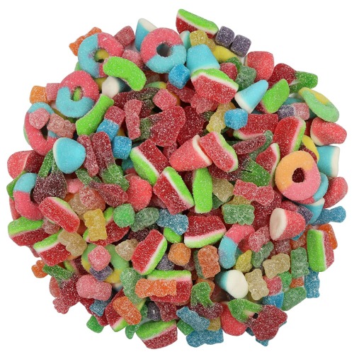 American Best Food, Assorted Sour Mix Gummy Candy Bulk, Sour Patch Kids, Warhead Cubes, Watermelon Slices, Sour Gummy Bears, Sour Twin Cherries, Sour Gummy Pufflettes & Gummy Neon Rings (2 lb) - 2 Pound (Pack of 1)