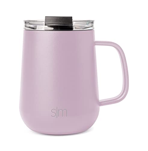 Simple Modern Travel Coffee Mug with Lid and Handle | Reusable Insulated Stainless Steel Coffee Tumbler Tea Cup | Gifts for Women Men Him Her | Voyager Collection | 12oz | Lavender Mist - -Lavender Mist - 1 Count (Pack of 1)