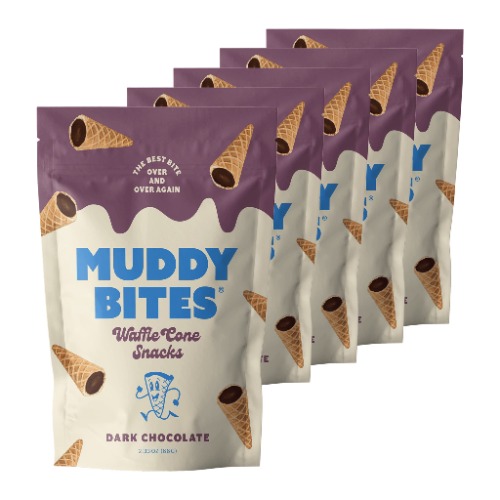 Muddy Bites Waffle Cone Snacks Chocolate Filled Bite Sized Cones (Pack of 5)