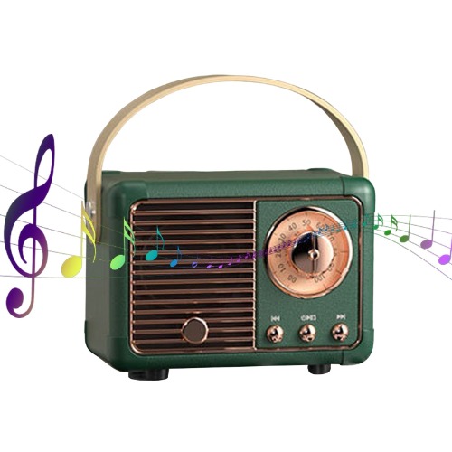 Bluetooth Compact Retro Speakers with Radio - Green