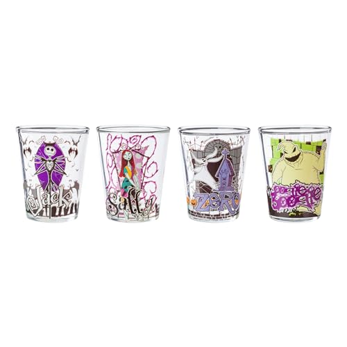 Silver Buffalo Disney Nightmare Before Christmas Character Portraits 4-Piece Mini Glass Set, 1.5 Ounces - 1.5oz Character Portraits