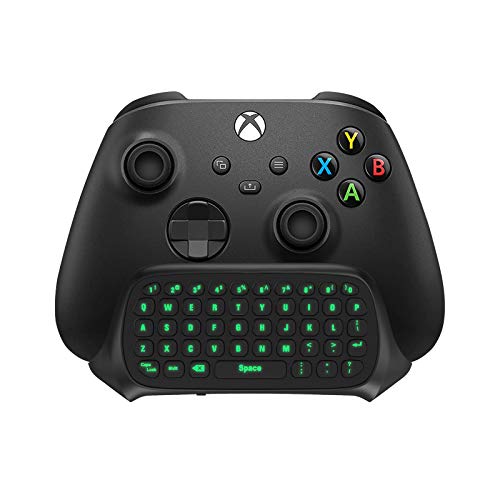 TiMOVO Green Backlight Keyboard for Xbox One, Xbox Series X/S,Wireless Chatpad Message KeyPad with Headset & Audio Jack,Mini Game Keyboard Fit Xbox One/One S/One Elite/2, 2.4G Receiver Included, Black - Black