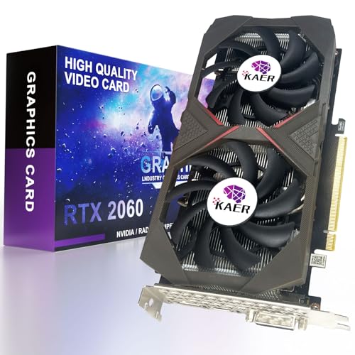 KAER Gaming GeForce RTX 2060 6GB GDRR6 192-Bit PC Graphics Card HDMI/DP/DVI 1680MHz Dual Fans ray-tracing Video Card - XB-RTX2060-6G
