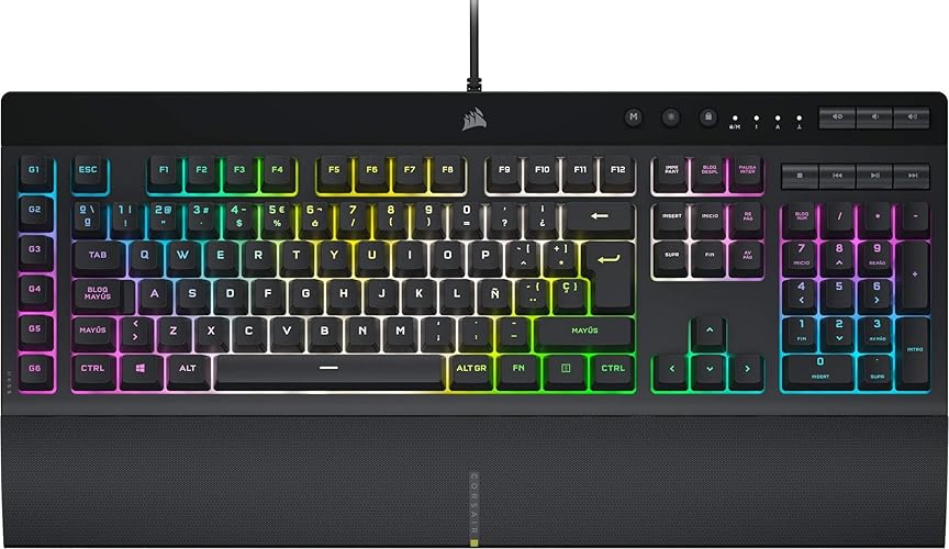 Corsair K55 RGB PRO XT - Dynamic Per-Key RGB Backlighting - Six Macro Keys with Elgato Stream Deck Software Integration - IP42 Dust and Spill-Resistant - QWERTY US Layout - Black - K55 RGB PRO XT