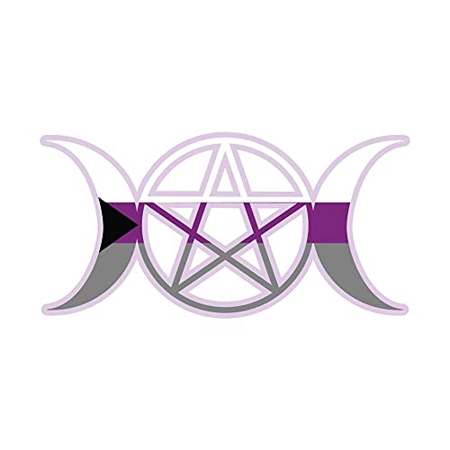 Dark Spark Decals LGBT Demi-Sexual Triple Moon Goddess Pentagram Pride Flag - 6 InchFull Color Vinyl Decal for Indoor or Outdoor use, Cars, Laptops, Décor, Windows, and More - 6 Inch - Demi-sexual