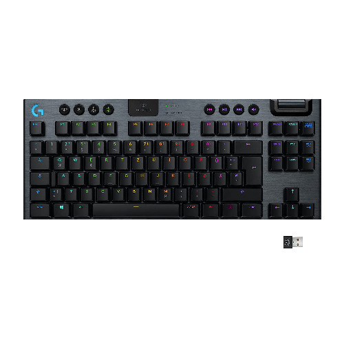 Logitech G915 LIGHTSPEED TKL Tenkeyless kabellose mechanische Gaming-Tastatur, Taktiler GL-Tasten-Switch, LIGHTSYNC RGB, Ultraschlankes Design, 40+ Stunden Akkulaufzeit, Deutsches QWERTZ-Layout - 