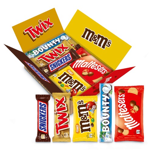 Snickers, Twix, M&M'S, Bounty & Maltesers Schokoriegel Box | Großpackung Geschenk Schokolade | Party-Mix | 28 Teile | 1,3 kg - 1.3 kg (1er Pack)
