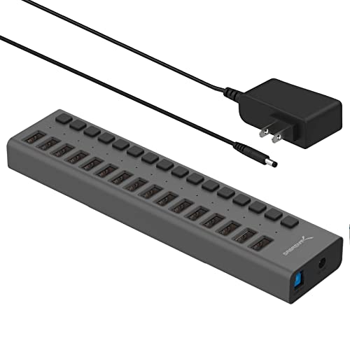 SABRENT 16 Port USB 3.0 Data HUB and Charger with Individual switches [90 Watts] (HB PU16) - 16-port