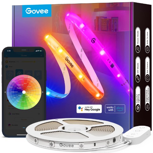 Govee RGBIC LED Strip Lights, 32.8ft WiFi LED Lights Work with Alexa and Google Assistant, Smart LED Strips App Control, DIY, Music Sync, Color Changing LED Lights for Bedroom, TV, Indoor, Christmas - 32.8 Feet