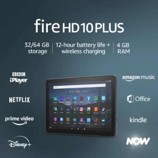 Fire HD 10 Plus tablet | 10.1", 1080p Full HD, 32 GB | Slate - without Ads