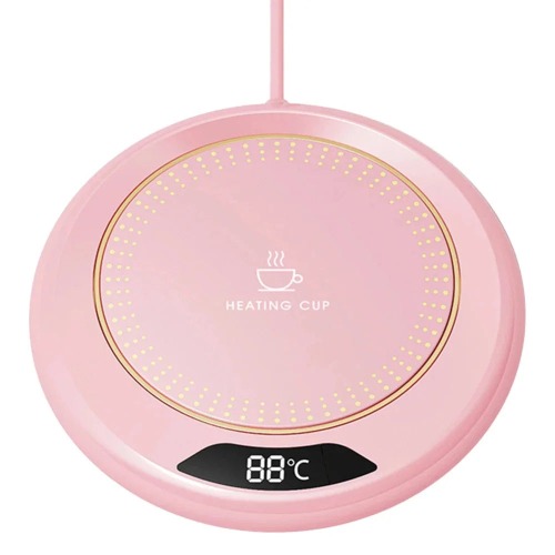 USB Smart Coffee Mug Warmer with Digital Display - Pink