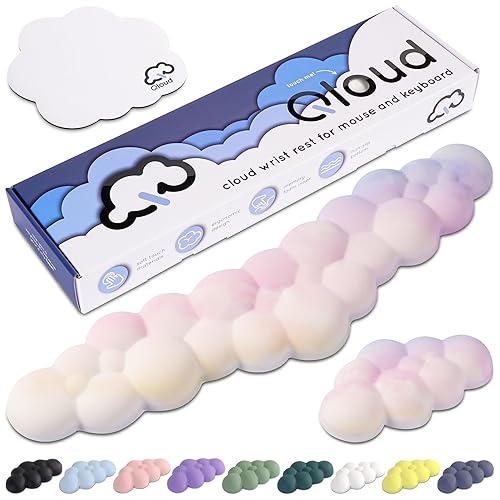 Qloud Cloud Wrist Rest Keyboard – Cloud Palm Rest Keyboard Rest – Desk Cloud Wrist Pad – Keyboard Wrist Rest for Computer Keyboard Gaming Wrist Rest - Cloud Arm Rest Keyboard Wrist Pad - Rainbow - Rainbow 1