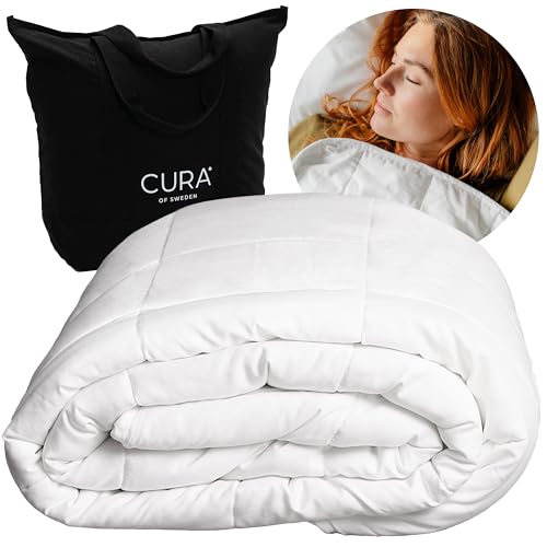 CURA Pearl Classic Gewichtsdecke 200x220 16kg - Anti Stress Therapiedecke - Schwere Decke für tiefen Schlaf und bessere Erholung - Schwere Bettdecke aus 100% Baumwolle - Heavy Weighted Blanket - 200 x 220 cm - 16.0 Kilogramm