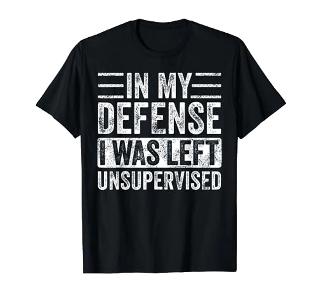 In My Defense" Funny Retro Vintage Black T-Shirt | Classic Fit, Crew Neck, Adult Unisex