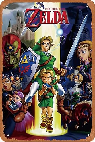 Legend of Zelda: Ocarina of Time (Nintendo Cinematic Universe) Movie Poster Retro Metal Tin Sign Wall Home Wall Art Metal Tin Sign,cave,bar,Club, Metal Tin Sign 8x12 Inches