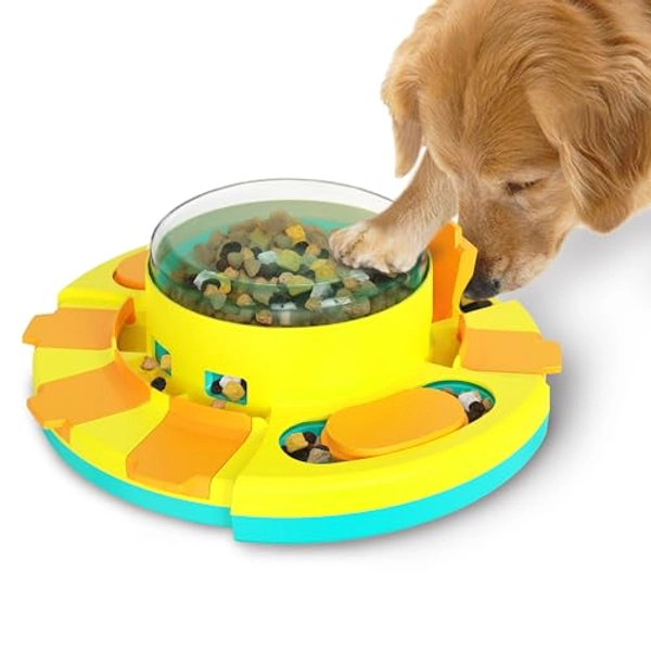 Aluckmao Dog Puzzle Toys Slow Feeder, Interactive Dog Toys Treat Dispenser, Dog Enrichment Toys Food Dispensing (Push)