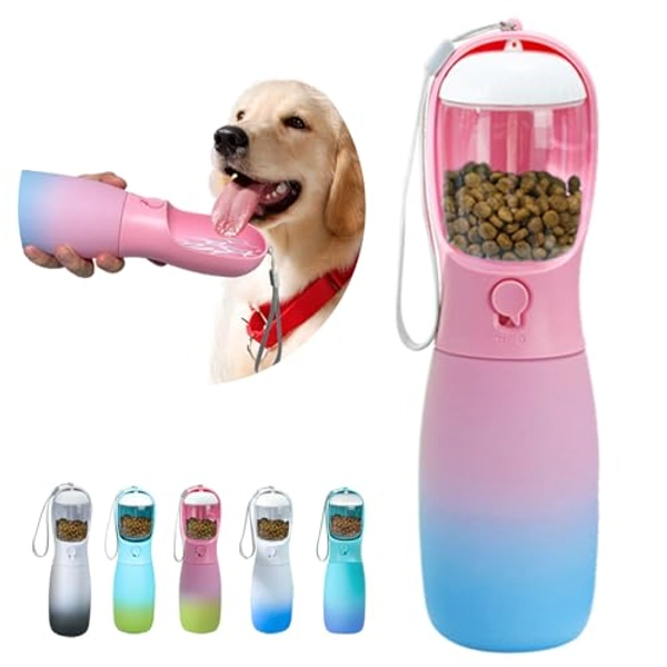 MITOCAPY Dog Water Bottle, 19Oz Large Capacity Portable Dog Water Bowl, Food Grade Drinking Feeder & Dish Bowl, Unique Puppy Essentials for Outdoor Walking, Traveling (Pink&Blue)