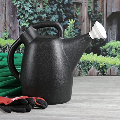 Chapin 47998 Made in USA 2-Gallon Tru-Stream Outdoor and Indoor 100% Recycled Plastic Watering Can, Removable Nozzle, Leak Free, Drip Free, Black with White Nozzle - watering can