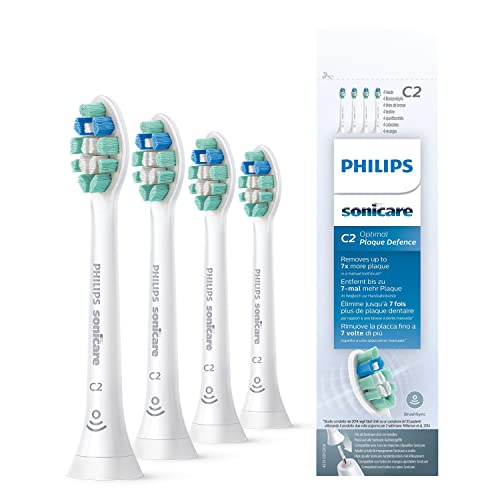 Philips Sonicare Original C2 Optimal Plaque Defence (Formerly ProResults Plaque Control) - 4 Pack in White (Model HX9024/10) - 4 Count (Pack of 1)