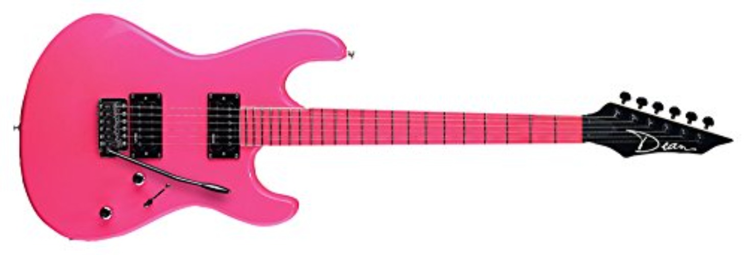 Dean Custom Zone Solid Body Electric Guitar, 2 Humbuckers Florescent Pink