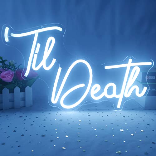 Til Death Neon Sign Dimmable Til Death Led Sign Art Wall Decor Til Death Sign for Valentine's Day Bachelorette Gifts Backdrop Party Wedding Decor - B-Til Death White