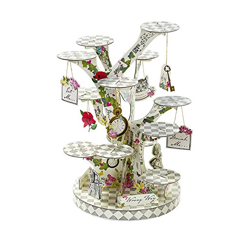 Talking Tables Alice in Wonderland Cake Stand, Beautiful Mother's Day Party Decorations Reusable Cakestand Table Centrepiece for Mad Hatter Afternoon Tea, Birthday, Baby Shower - Centrepiece